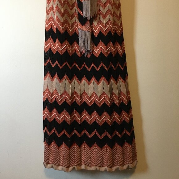 Hale Bob Zigzag Halter Neck Tassel Tie Up Pleated Flapper Dress - Picture 7 of 16